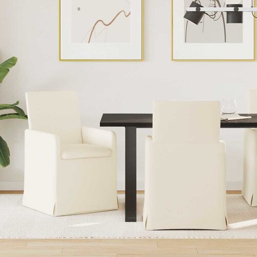 vidaXL Jedilni stoli s kolesi 2 pcs Bež 57 x 67 x 95 cm Laneno platno Cene