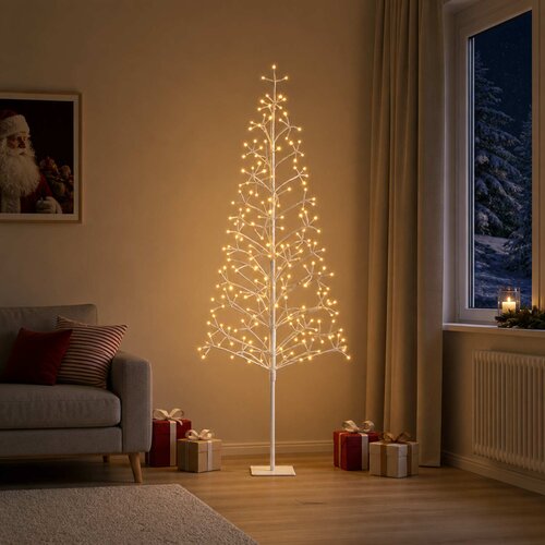  LED božićno drvce Bijela Čelik 196 LED lampica Slike