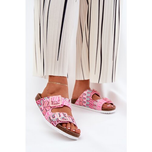 S. BARSKI Women's Slippers With Buckles And Glitter Pink S.Barski Cene