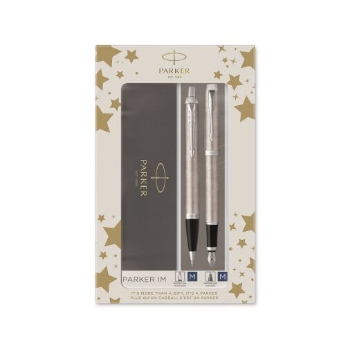 Parker poklon set im stainless steel ct - hemijska olovka + nalivpero ( PK83058 ) Slike