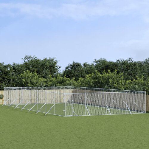 vidaXL Zunanja pasja ograda srebrna 8x16x2 m pocinkano jeklo Cene