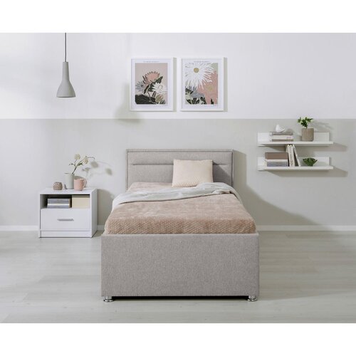 MID.YOU OBLAZINJENA POSTELJA 90 cm x 200 cm , les, kovina, umetna masa, tekstil svetlo siva Cene