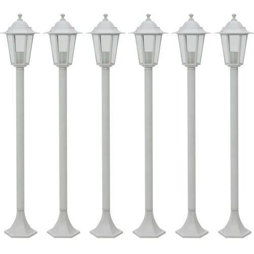 VidaXL Vrtna stupna svjetiljka od aluminija 6 kom E27 110 cm bijela Slike