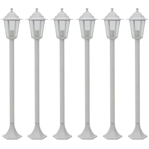 vidaXL Vrtna stupna svjetiljka od aluminija 6 kom E27 110 cm bijela