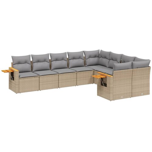  9-dijelni set vrtnih sofa s jastucima bež od poliratana 62 x 62 x 69 cm Slike