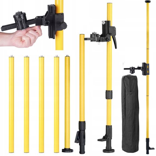 Rosfix TELESKOPSKI STOJALO 420 CM &ndash; STATIV ZA LASERSKO NIVELIRKO Z 1/4" IN 5/8" NAVOJEM | ALUMINIJ, 6 MODULOV, LIBELA | ZA GRADBENI&Scaron;KE MERITVE, (5000075895) Cene