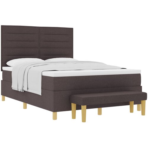 VidaXL Boxspring postelja z vzmetnico in klopjo temno rjava 160x200 cm tkanina, (22049528) Slike