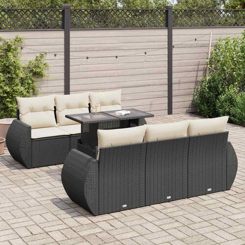 vidaXL 7-dijelni set vrtnih sofa od poliratana s jastucima crni Cijene