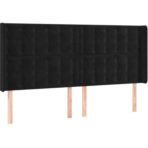 Maison Chic posteljno vzglavje - vzglavna omarica - nočna omarica z u&amp;scaron;esi črno 203x16x118/128 cm žamet, (21710526) Slike