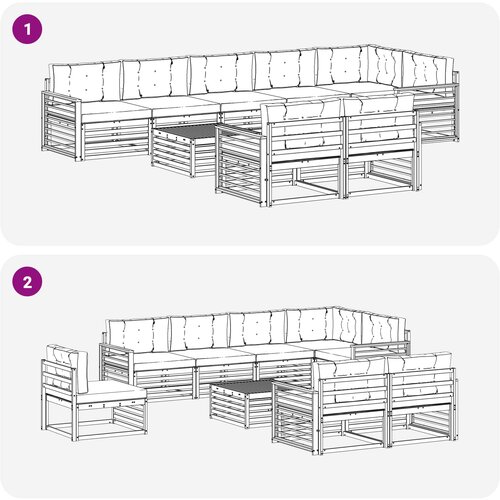  Set vanjskih sofa 9 kom. Bijela i bež Poliester 79 x 79 x 37 cm Slike