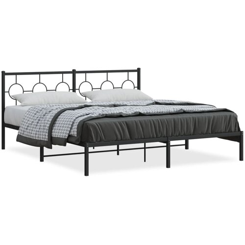 Maison Chic Kovinski Posteljni okvir - Dvoposteljna postelja - Zakonska postelja z vzglavjem črn 183x213 cm, (21693323) Cene