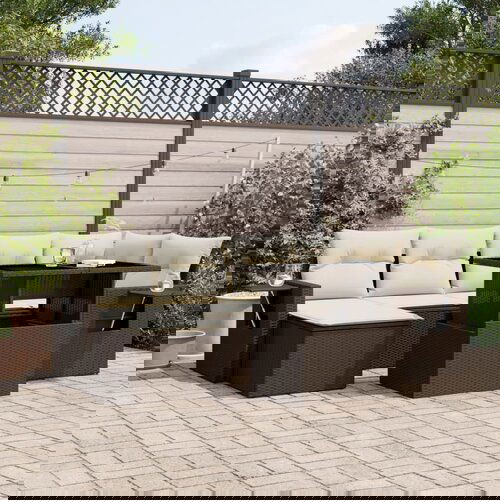 The Living Store Vrtna sedežna garnitura 7-delna z blazinami rjav poli ratan - Vrtna Sedežna Garniture, (21626520) Cene