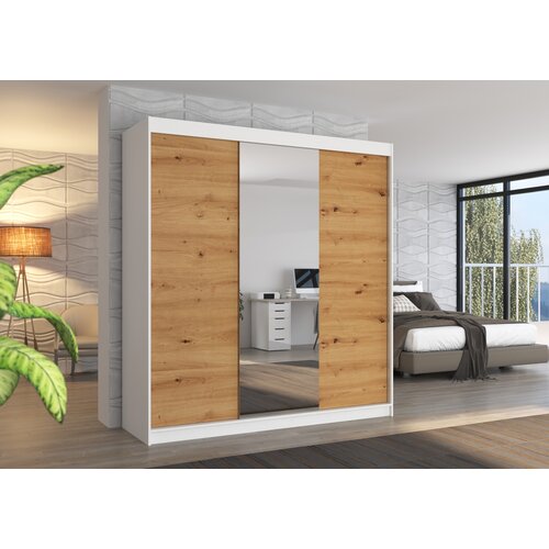 ADRK GARDEROBNA OMARA SANTIAGO 200 CM (VE BARV)-Bela/artisan Slike