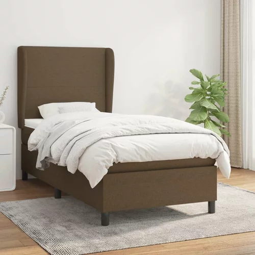  Box spring postelja z vzmetnico temno rjava 80x200 cm blago, (20895563)