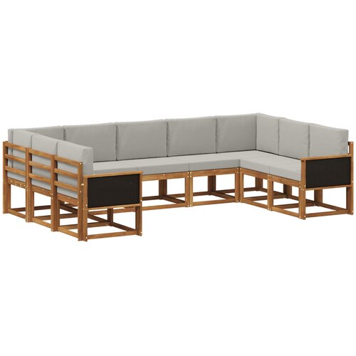 vidaXL Zunanja garnitura za sedenje 9 pcs Naravna in svetlo siva, (5000281889) Cene