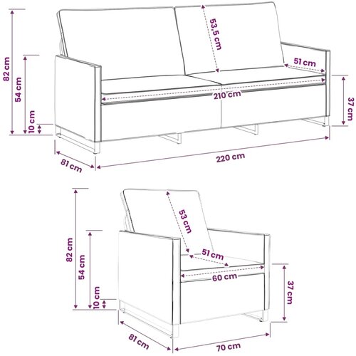  Set sofe 2 pcs Smeđa Umjetni sued - Smeđa 1-Sjedalo + 3-Sjedalo (210 cm) Slike