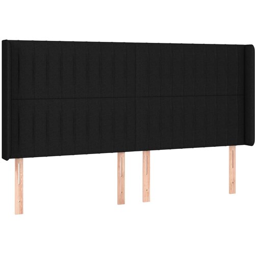  LED uzglavlje crno 183 x 16 x 118/128 cm od tkanine Slike