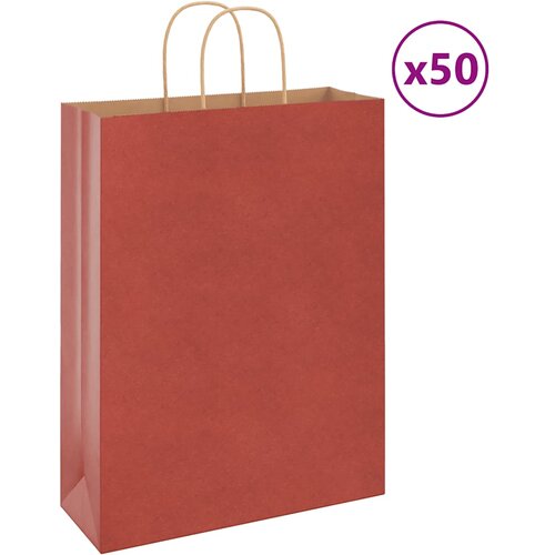 vidaXL Papirnate vrećice 50 kom s ručkama crvene 32x12x42 cm Cijene