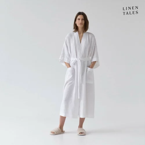 Linen Tales Bijeli platneni kućni ogrtač veličine L/XL Summer -