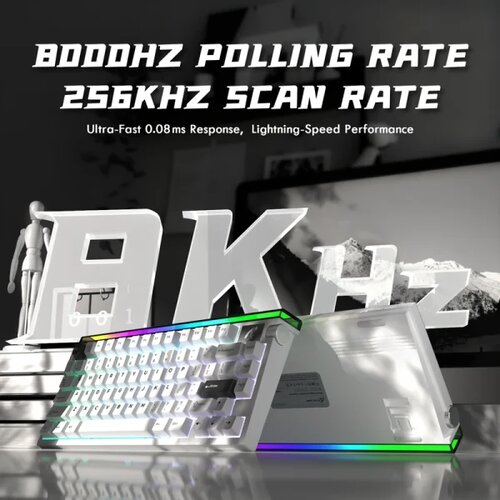 Attack Shark gaming tastatura R85HE magnetic Switches/8KHz/RT/Snap tap/dks/mt/tgl/starry white Slike