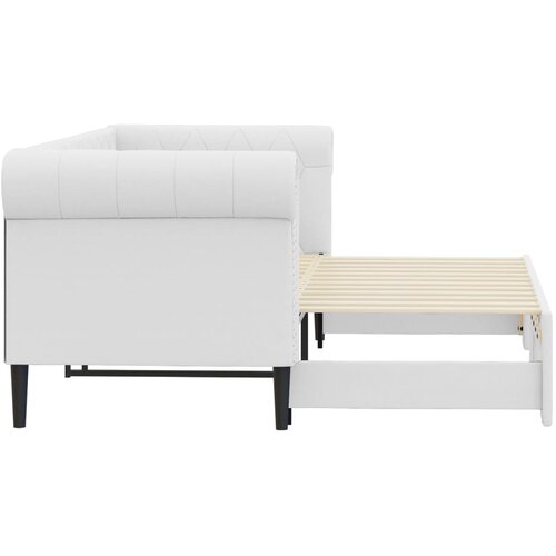 Dnevni krevet na razvlačenje bijeli 90 x 200 cm od umjetne kože Slike