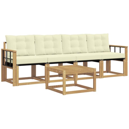 vidaXL Zunanja garnitura za sedenje z blazino 5 pcs Bela in krem, (5000280349) Cene