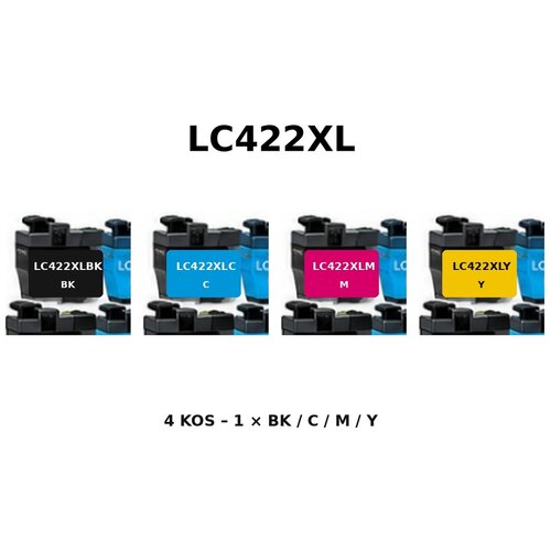  Komplet kompatibilnih kartu&amp;scaron; za Brother LC422XL za MFC-J5340DW, MFC-J5345DW, MFC-J5740DW, MFC-J6540DW, MFC-J6940DW &amp;ndash; BK/C/M/Y, 4 kos Slike