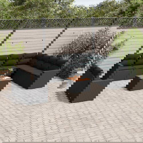  The Living Store Vrtna sedežna garnitura 10-delna z blazinami črn poli ratan - Vrtna Sedežna Garniture, (21443535) Cene