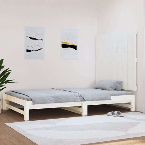  Zidno uzglavlje bijelo 108x3x90 cm od masivne borovine Slike