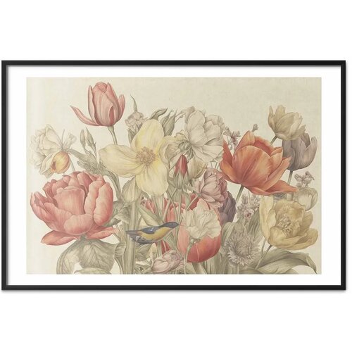  Plakat Flower Bouquet on a Cream Background 42x29.7 Crni okvir s margom Slike