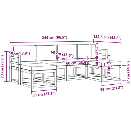  Set vanjskih sofa 6 pcs Prirodna i krem Slike