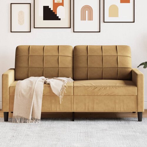VidaXL Kavč dvosed rjav 140 cm žamet Slike