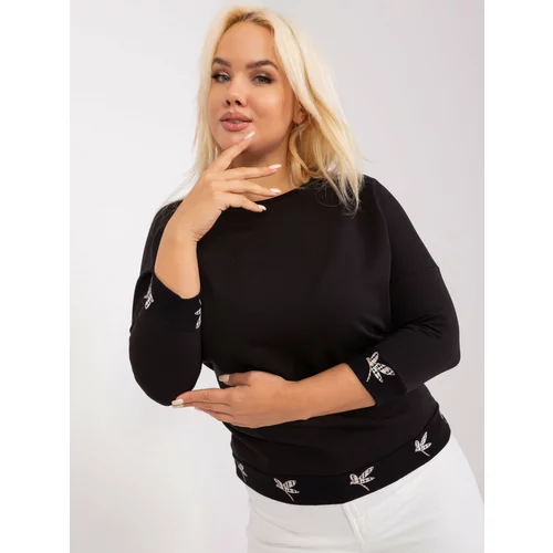 Fashion Hunters Black women's blouse with a round neckline