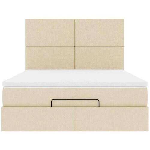  Otomanski krevet s madracem i LED krem 140x190 cm tkanine Slike