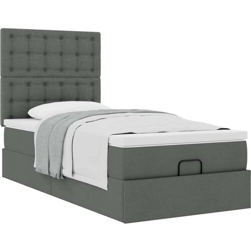 VidaXL otomanski okvir kreveta s madraca tamnosivi 100x200cm tkanine Slike
