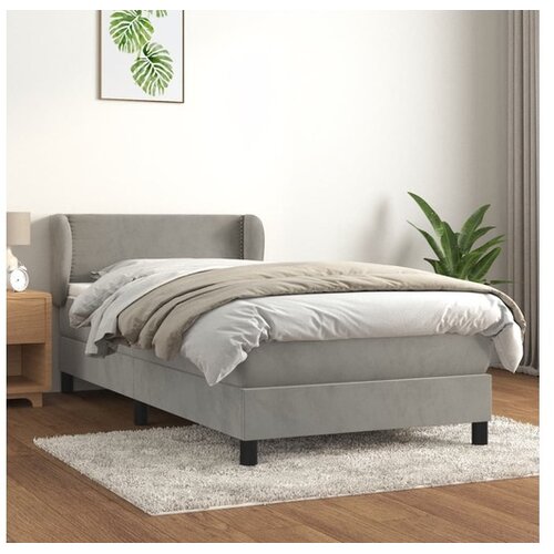  Box spring postelja z vzmetnico svetlo siva 80x200 cm žamet Cene