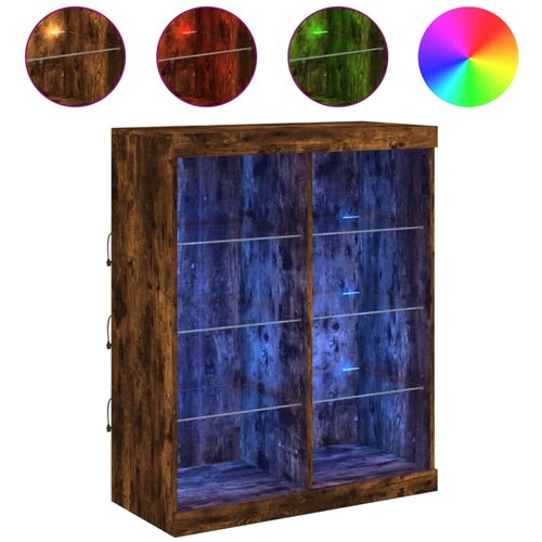 Maison Chic Komoda - Predalnik z LED lučkami dimljen hrast 81x37x100 cm, (21719129) Cene