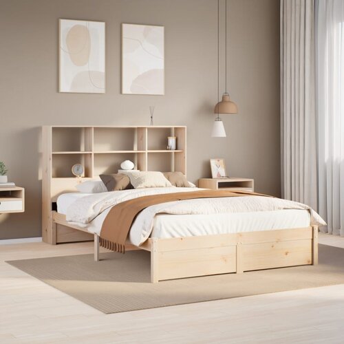 VidaXL Krevet s regalom za knjige bez madraca 120x200 cm od borovine Slike
