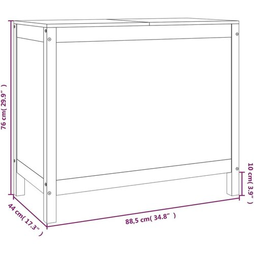 VidaXL Kutija za rublje boja meda 88,5 x 44 x 76 cm masivna borovina Slike