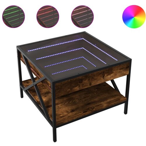 Maison Chic Klubska mizica - kavna mizica - Nizka mizica z neskončnimi LED dimljen hrast 50x50x38 cm, (21752031) Slike