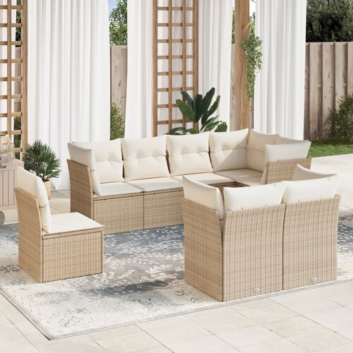 VidaXL 8-dijelni set vrtnih sofa od poliratana s jastucima bež Slike