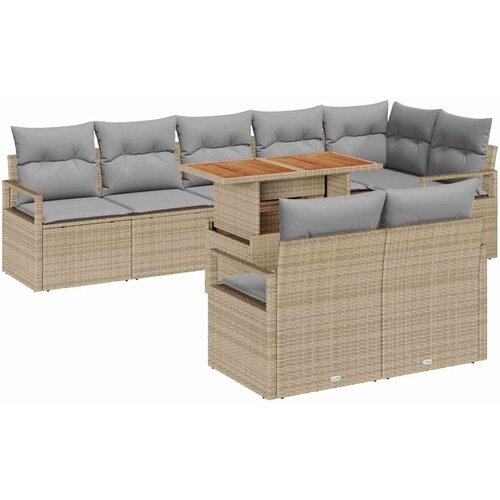 9 dijelni vrtni set sofe s jastucima bež poli ratan akacija  2-sjedalna vrtna sofa s jastucima bež poli ratan Cijene