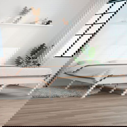 The Living Store Posteljni okvir bel iz trdne borovine 140x200 cm - Posteljni Okvir, (21527577) Slike