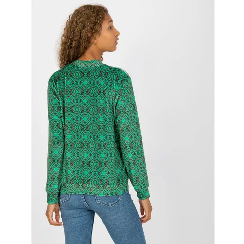 Fashion Hunters RUE PARIS green patterned bomber sweatshirt with pockets
