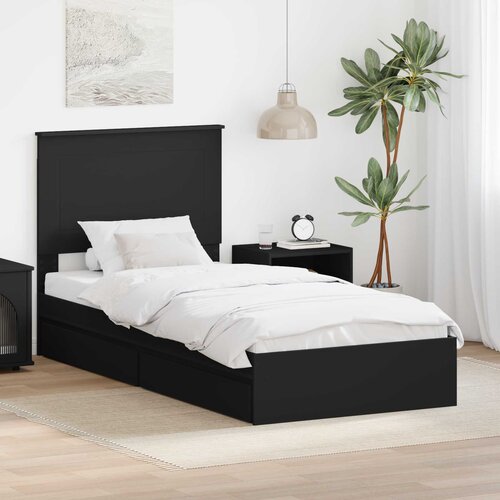 vidaXL Konstrukcija postelje Črna 100 x 200 cm Konstruiran les Cene