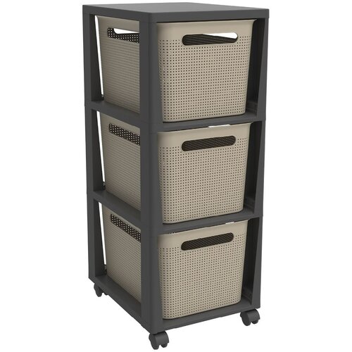 Rotho Crno-bež plastični mobilni poličar 30x77 cm Brisen - Slike