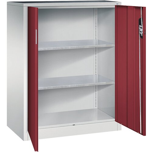 C+P Delavniška stranska omarica s krilnimi vrati, VxŠxG 1200 x 930 x 500 mm, svetlo sive / rubinasto rdeče barve Cene