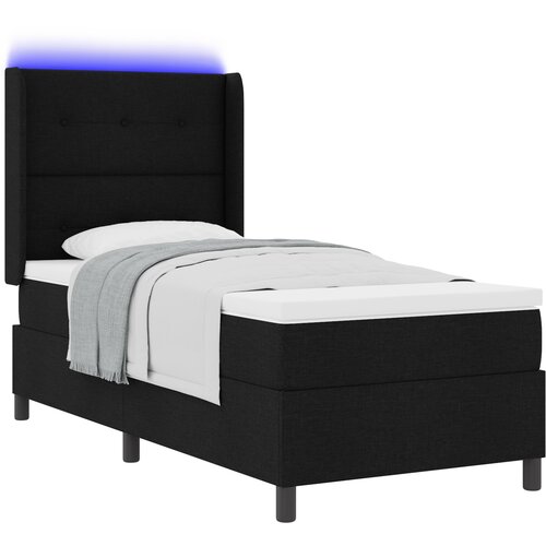 vidaXL LED Box Spring Krevet s madracem Crna 90 x 190 cm tkanina Cijene