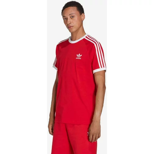Adidas Bombažna kratka majica Adicolor Classics 3-Stripes rdeča barva