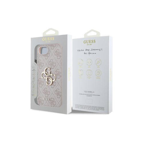 Guess GUHCPSE44GMGPI silikonski ovitek za iPhone 16e - roza z zlatim logom Slike